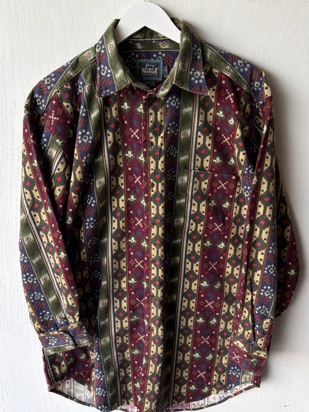 Vintage Woolrich Shirt Men’s Tall Large LT Button Up Flannel Aztec